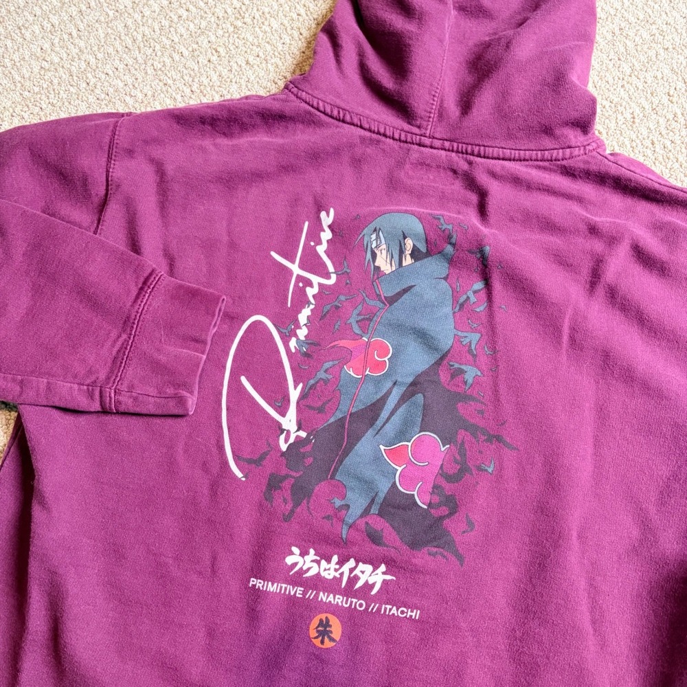 Primitive Naruto Shippuden Itachi Uchiha Hoodie Mens Large Burgundy Maroon